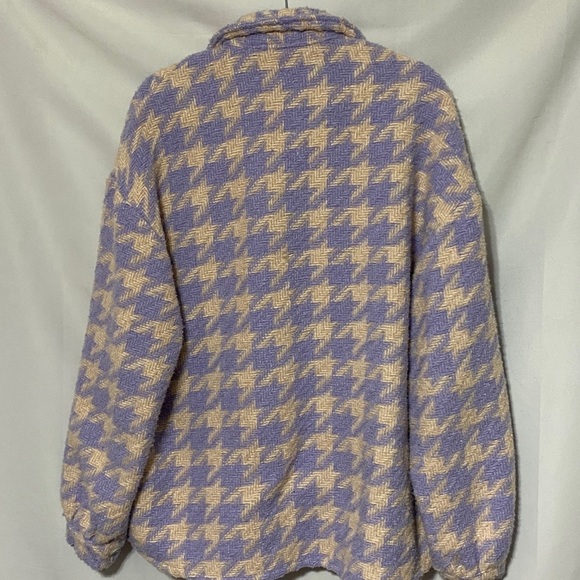 STORETS HANNAH HOUNDSTOOTH WO SIZE S/M  WOOL BLEND SHIRT JACKET  LILAC CREAM - Picture 11 of 13